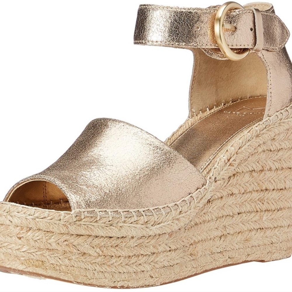 Marc Fisher Gold Espadrille Wedges